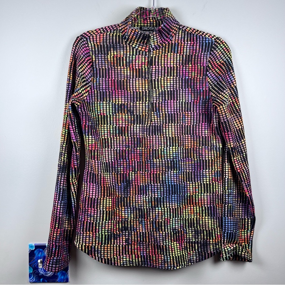 Sno Skins 1/4 Zip Top Sweater Womens Medium Colorful Athleisure Pullover Skiing